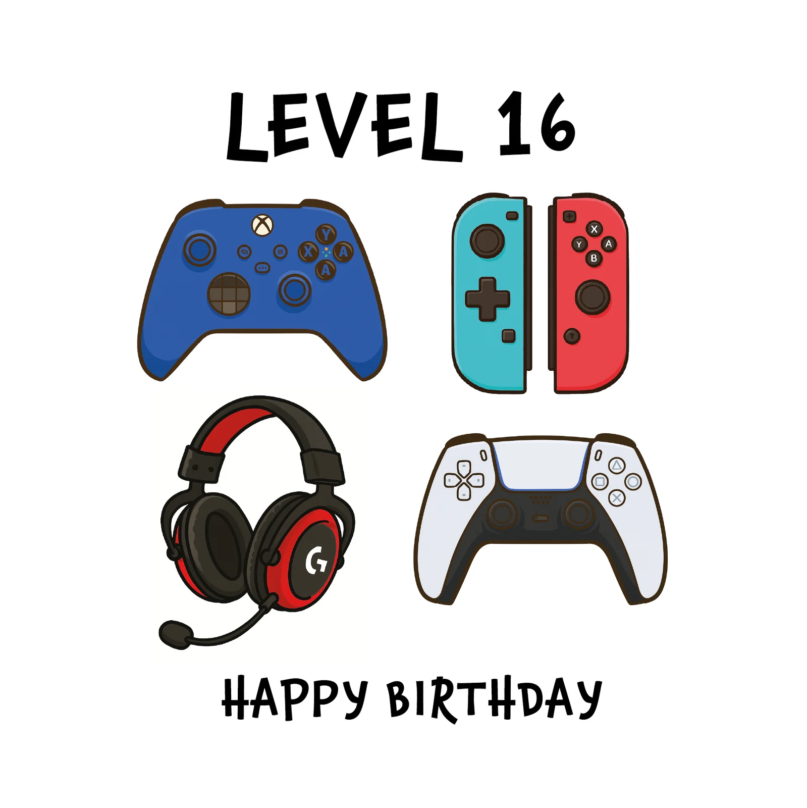 Level Up Gamer 16th Birthday Card